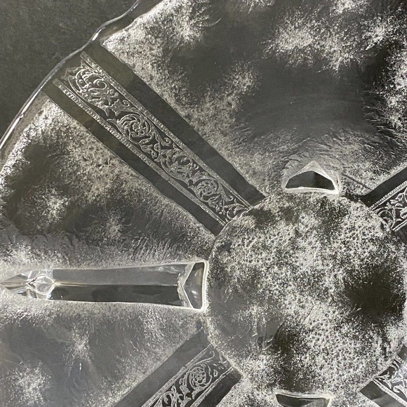 Vintage Heisey Glass Antarctic Etched Clear Bowl Four Toe Two Handle Rare 8.75" - Picture 5 of 10